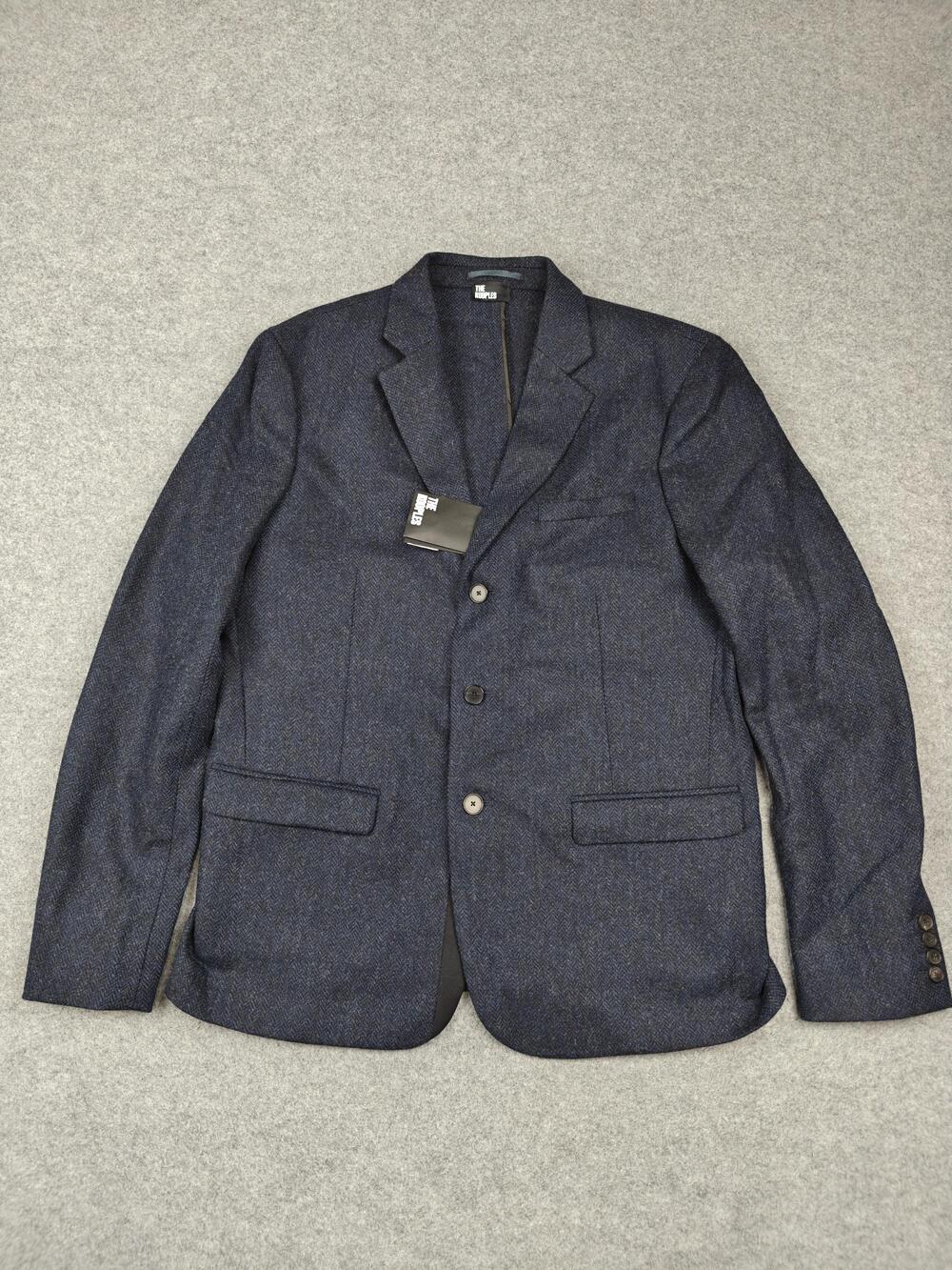 The Kooples Sport Coat Mens EU 50 Blue Herringbone Wool Viscose Slim MSRP $690